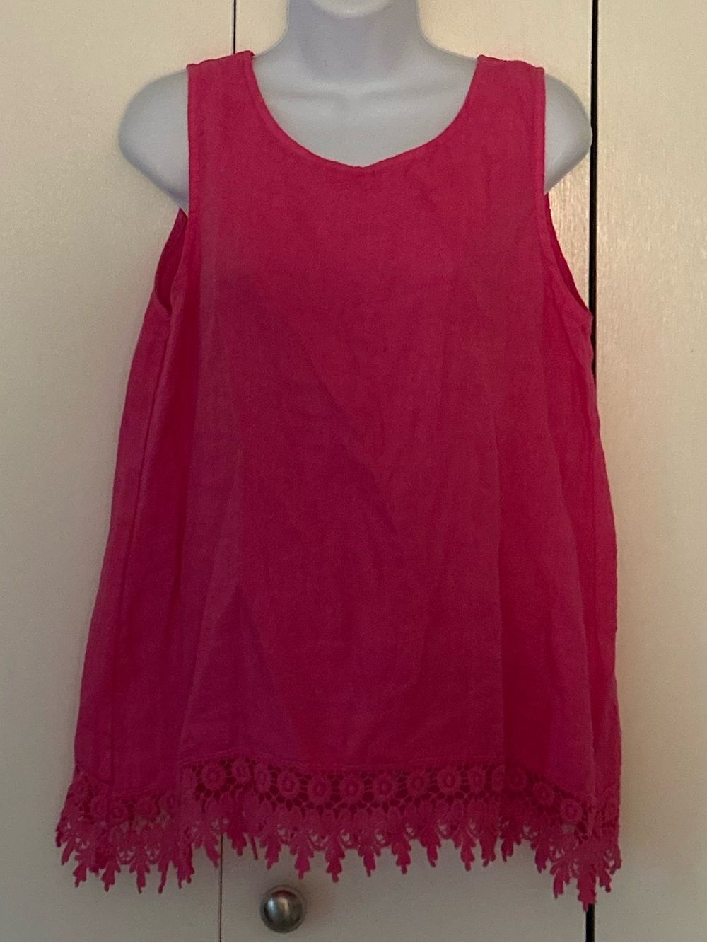 Terzo Millennio Linen Sleeveless Crochet-Hem Tank Top NWT S